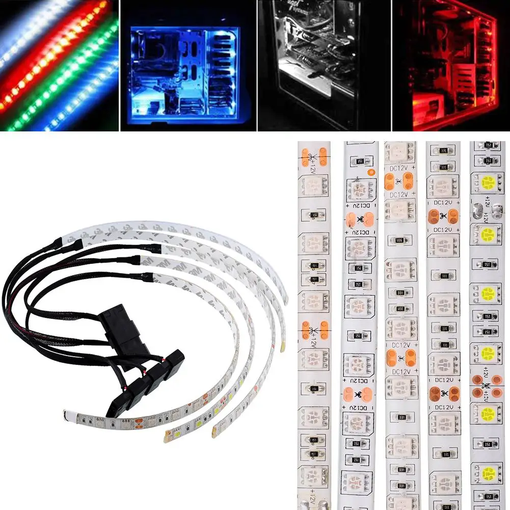 

Waterproof Tech & Gadgets Computer White LED 60CM(Cable+Light) LED Strip Light Bright Flexible for PC for PC Decor 5050 Lights