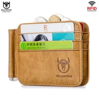 bullcaptain leather tir flod idcredit card holder front pocket wallet with rfid blocking bifold business leather month clips