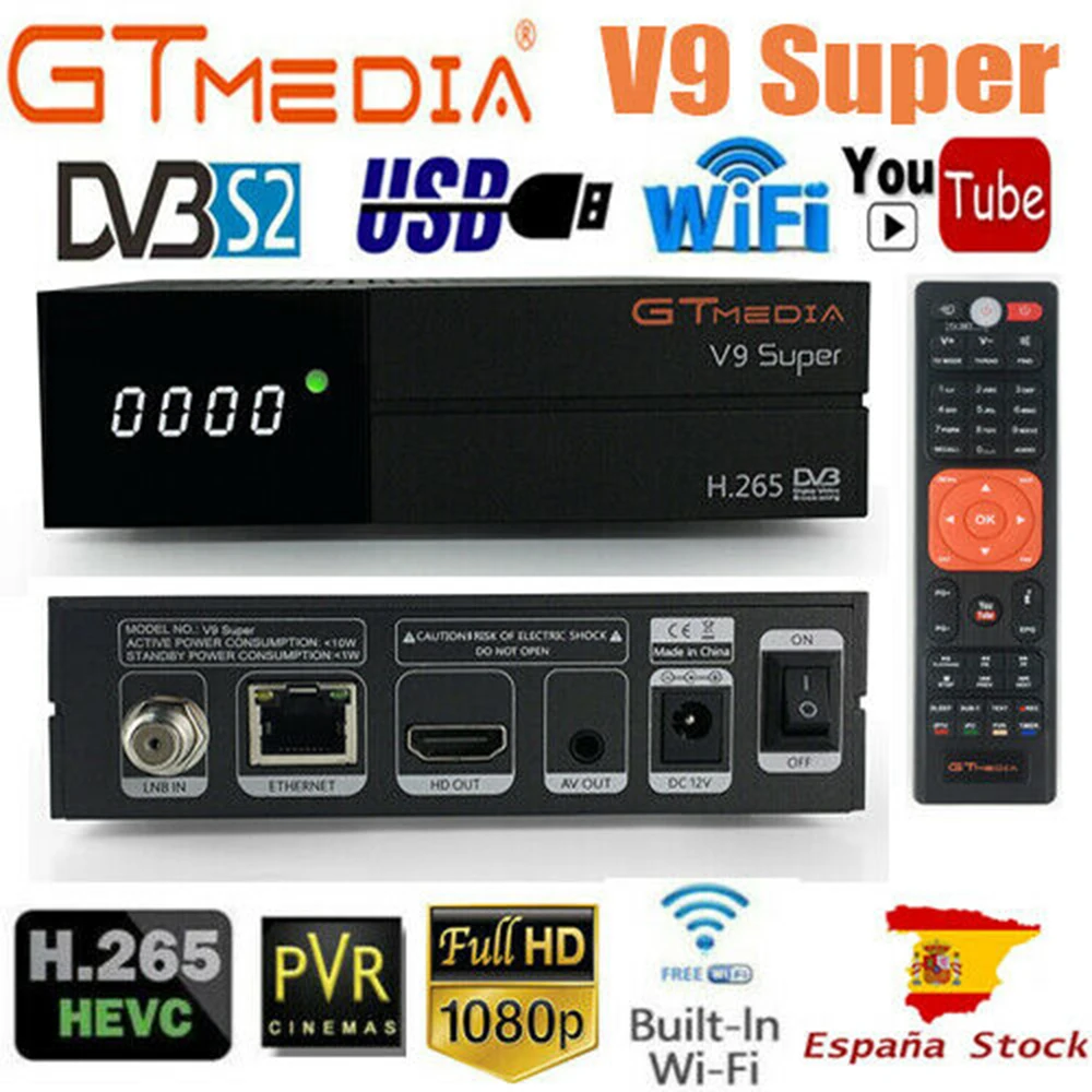 DVB S2 декодер GTmedia V9 Super Spain Portugal спутниковый ТВ приемник такой же V8 Nova PK Freesa Europe Full