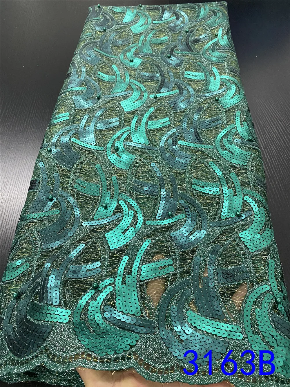 

NIAI Latest Sequins Design African French Net Lace Fabrics High Quality Nigerian Women Sequined EmbroideredSewing XY3508B-1