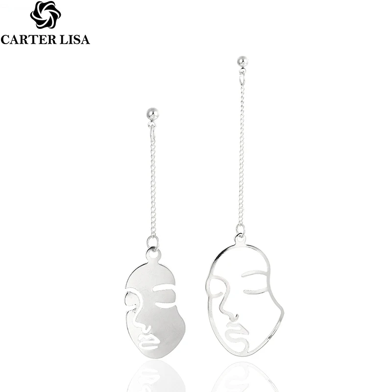 CARTER LISA трендовые серьги капли с абстрактным искусством золотистые металлические