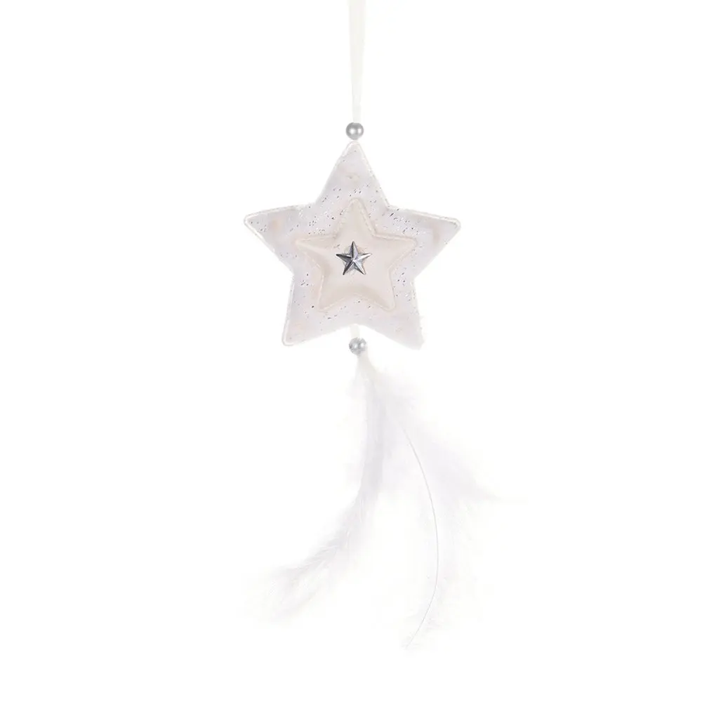 

Christmas Decorations Ornaments White Feather Star Heart Christmas Tree Hanging Pendants Christmas Decorations