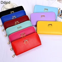ddjpd new pu leather fashion clutch bag ladies fashion bow knot decoration long wallet large capacity clutch multifunctional bag