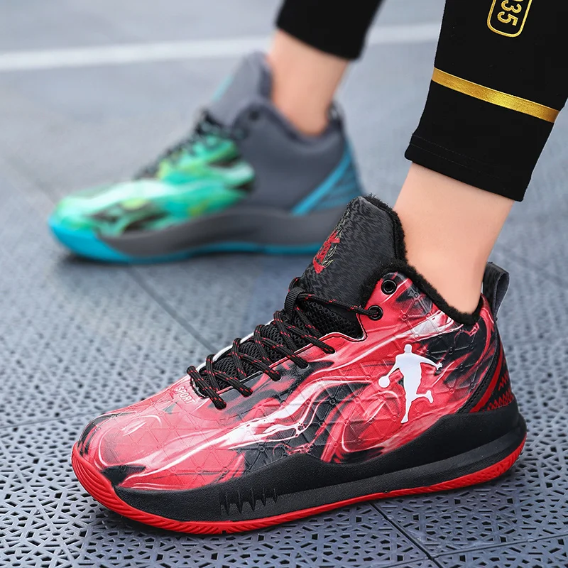 Зимняя обувь с высоким берцем и бархатом теплая хлопковая для