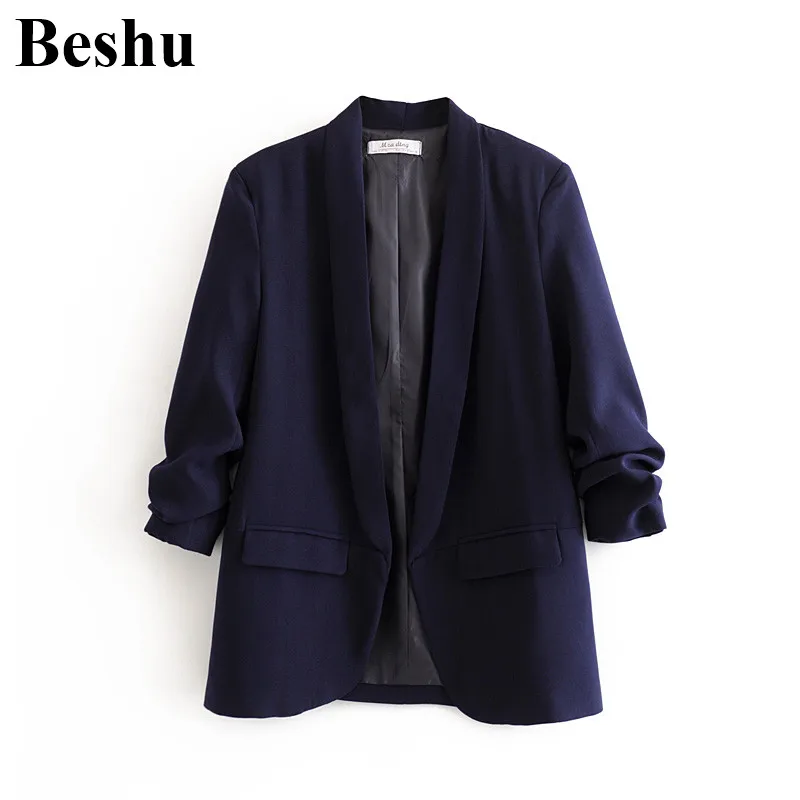 Женский блейзер с отложным воротником za элегантный кардиган карманами складками