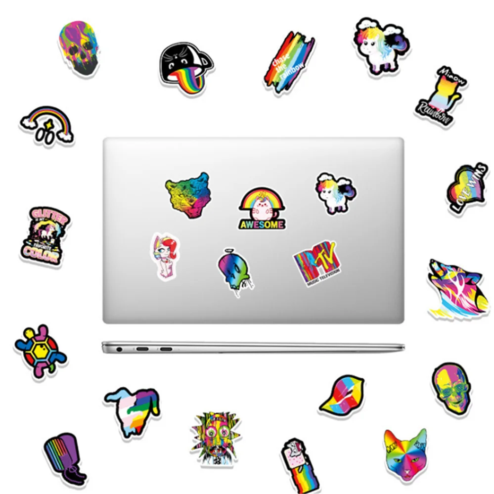 

10/30/50PCS Rainbow Series Graffiti Sticker Handbook Notebook Guitar Waterproof Guitar Decoration Toy Wholesale