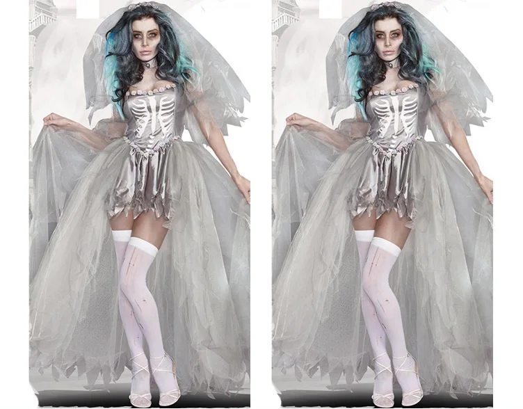 

Halloween Cosplay Costume Zombie Bride Vampire Costume Ball Witch Ghost Bride Performance Costume