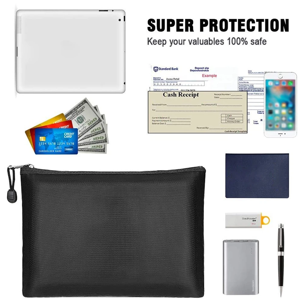 

Пожаробезопасный Сейф для денег, Сумка для документов. Противозучий силиконовый мешок с покрытием, огнестойкий и водонепроницаемый Безопа...