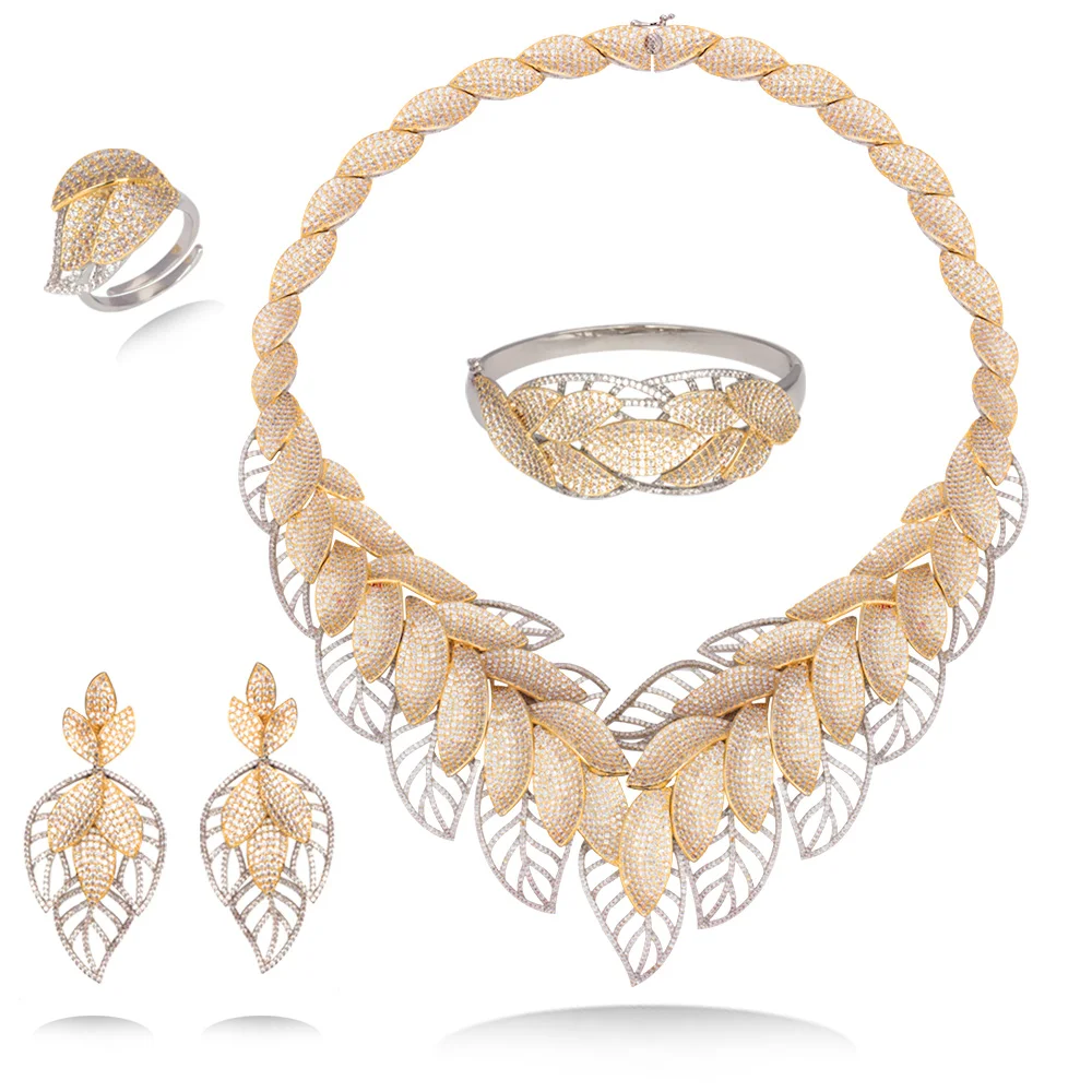 Ожерелье кольцо и цепочка с фианитами 4 шт.|Ювелирные наборы| |