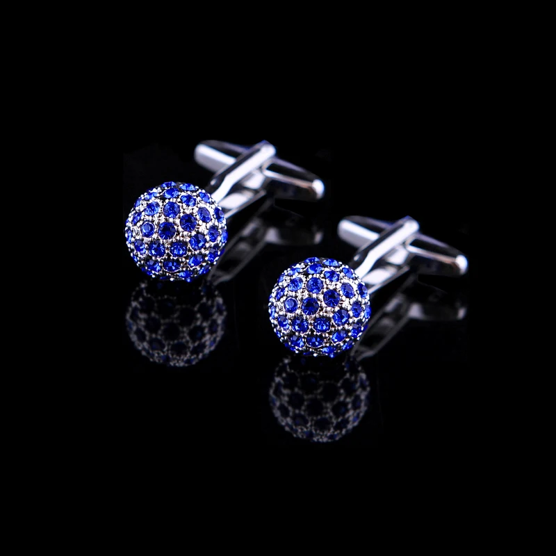 Запонки для жениха мужские французские темно фиолетовые синие Кристальные