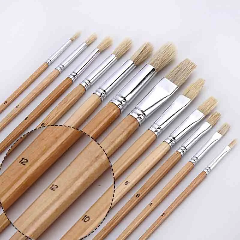 

38 Pcs Paint Brushes Set Long Wooden Handle Synthetic Hair Art Supplies for Oil Acrylic Watercolor Painting