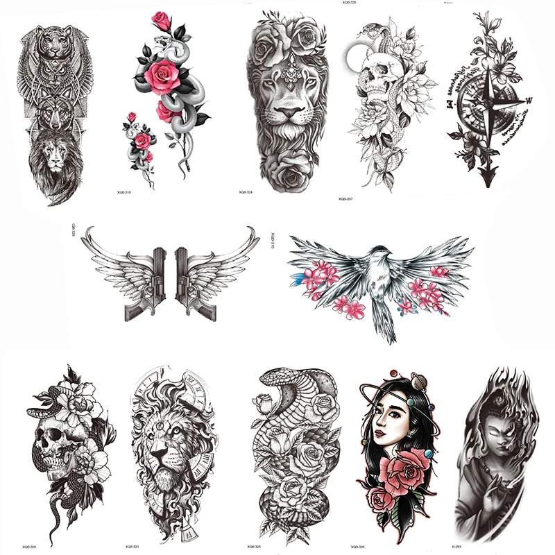 

Temporal Tattoo Summer Fake Small Snake Tattoos Waterproof Emporary Ganesha Cross Owl Korean Tato Stickers Pain Boy Man Girl