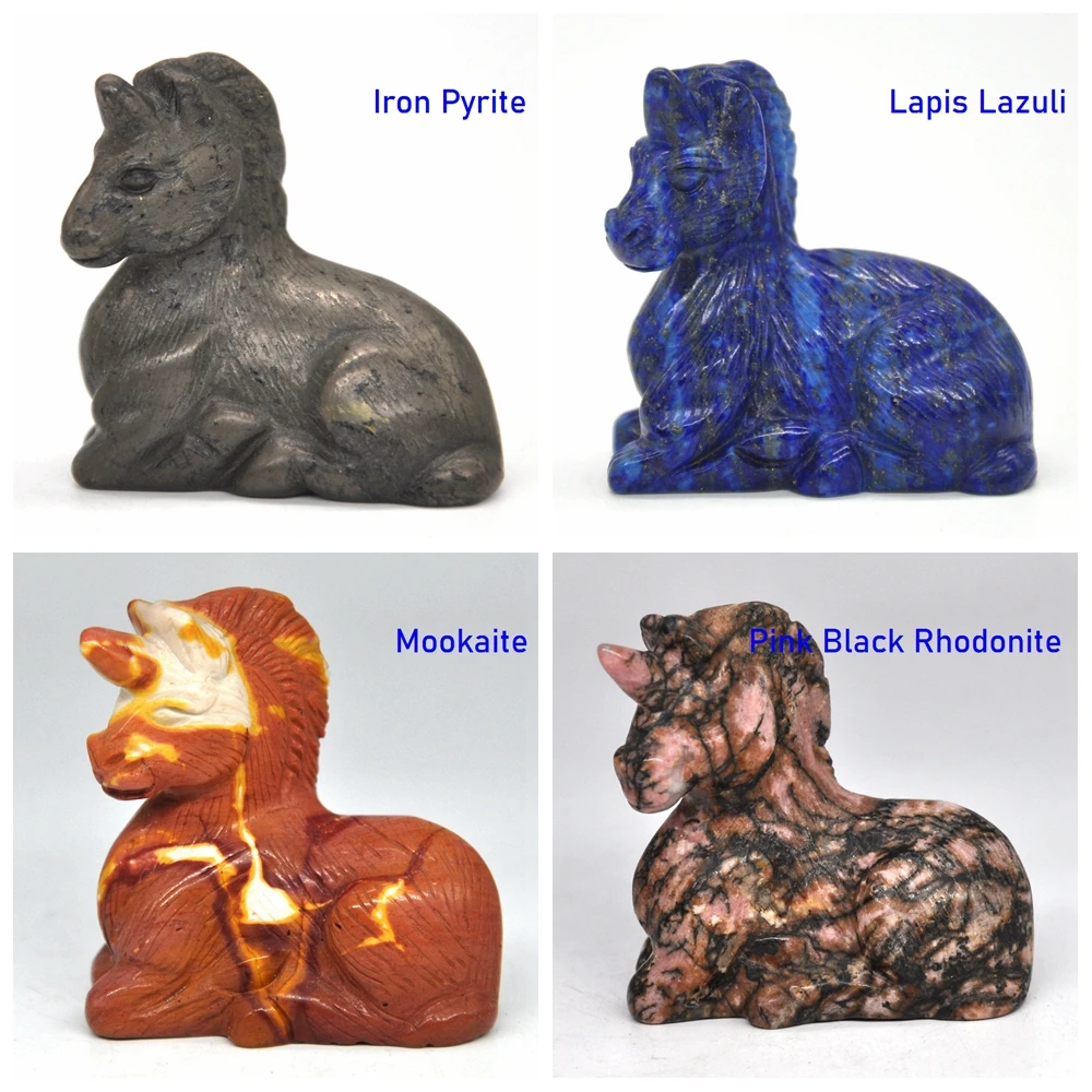 Статуя единорога натуральные камни резное украшение для комнаты исцеляющий