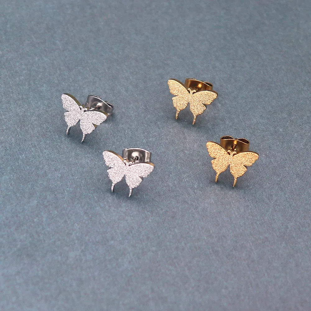 

Shiny Love Butterfly Earrings For Women Girl Minimal Styles Jewelry Stainless Steel Stud Earring Accessories Wholesale
