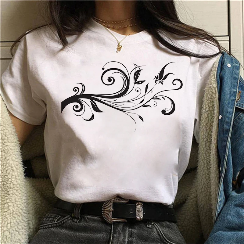 

Women Beautiful Fireworks White Funny Print T shirt Girl Harajuku 90s Clothes Female Clothes Female Drop Ship