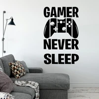 joystick wall sticker gamepad decal boys bedroom decoration quote gamer never sleep mural video game logo teens room wall c5060