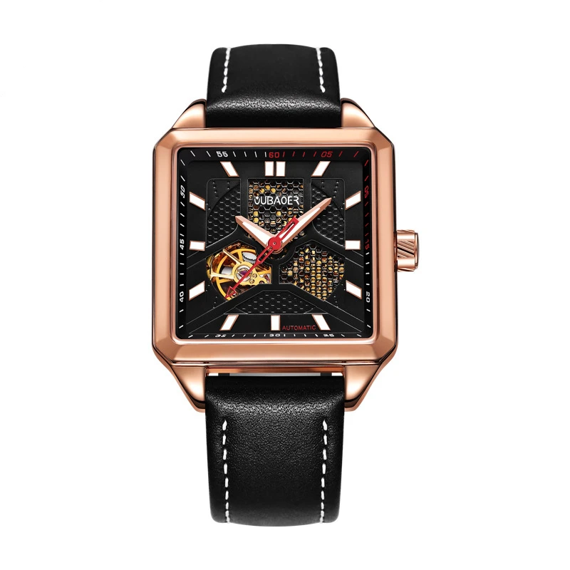 

New Fashion Trendy Mechanical Watches Hot Style Men's Watch Stainless Steel Calendar Square Business Watch For Men Best Gift