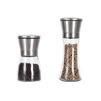 hpdear premium stainless steel salt and pepper grinder with adjustable coarseness refillable glass body for black peppercorn