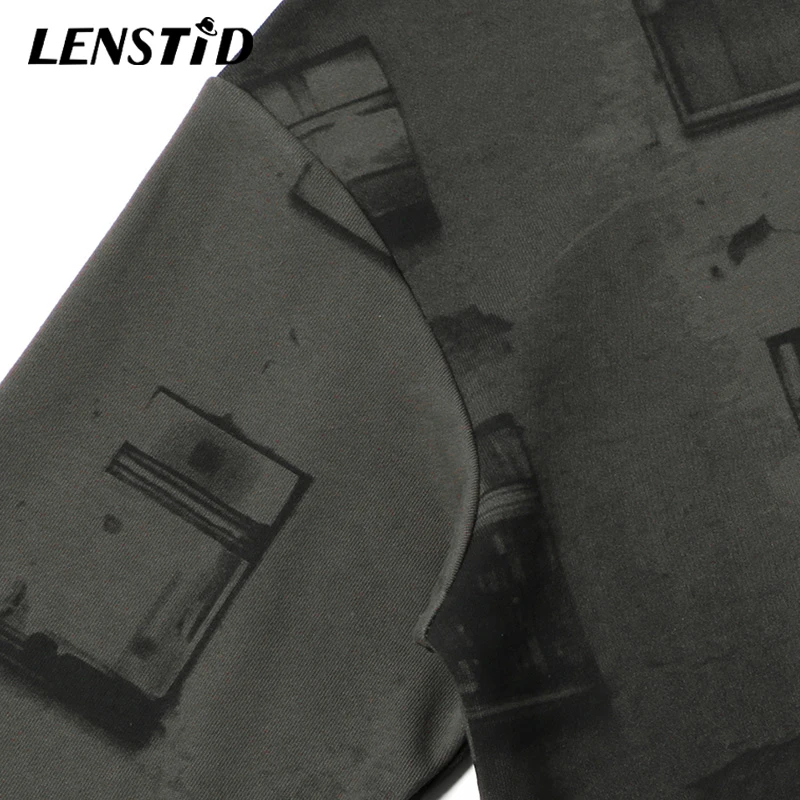 LENSTID для мужчин хип хоп Уличная плед окна двери печатных модный пуловер худи Harajuku