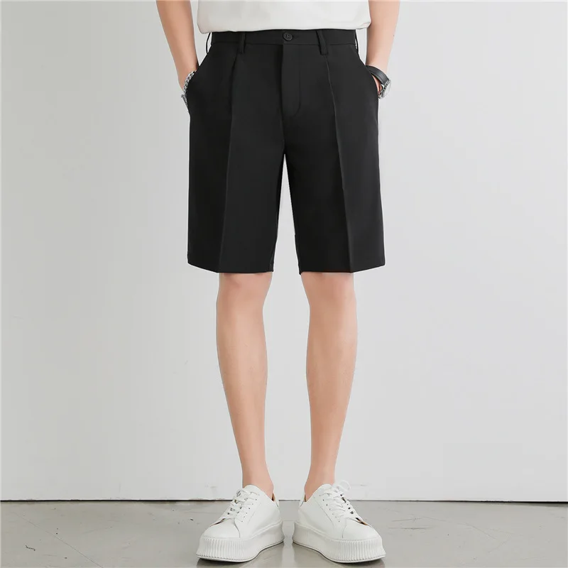 

Shorts men's summer new loose straight casual Capris trend solid breeches thin ice silk trousers men's pants