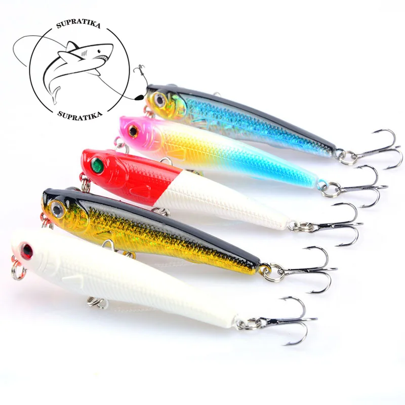 

Искусственный 6 # крюк карандаш бионная приманка 3D глаза рыболовные приманки для моря 5 Цвета 6,5 см/7g Topwater Поппер ABS Пластик жесткая приманка, ...