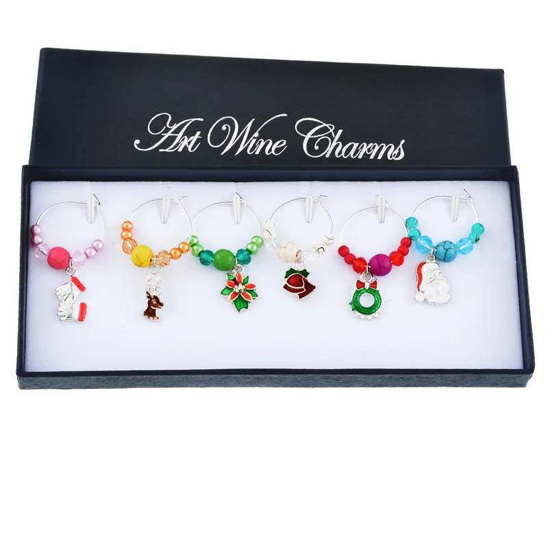 Hoomall 6 шт./кор. винные Подвески со стеклянными шармами Рождественское украшение