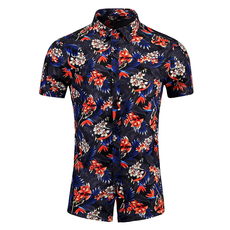 

Mens Hawaiian Shirt Male Casual camisa masculina Printed Beach Shirts Short Sleeve brand clothing Free Shipping Asian Size 7XL