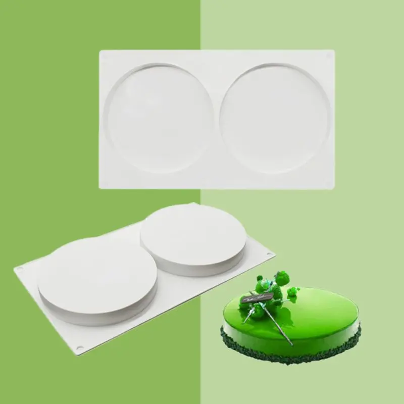 

2Cavity Large Round Disc Candy Silicone Mold Shallow Cylinder Cake Fondant Mould HX6D