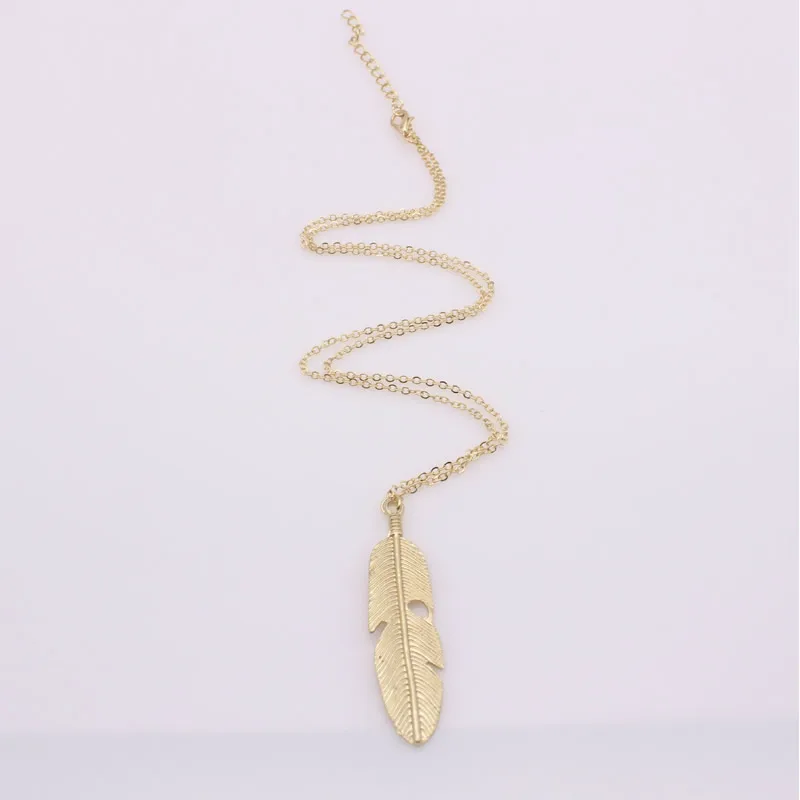 Простая Классическая Подвеска на ожерелье с перьями длинная цепочка для свитера
