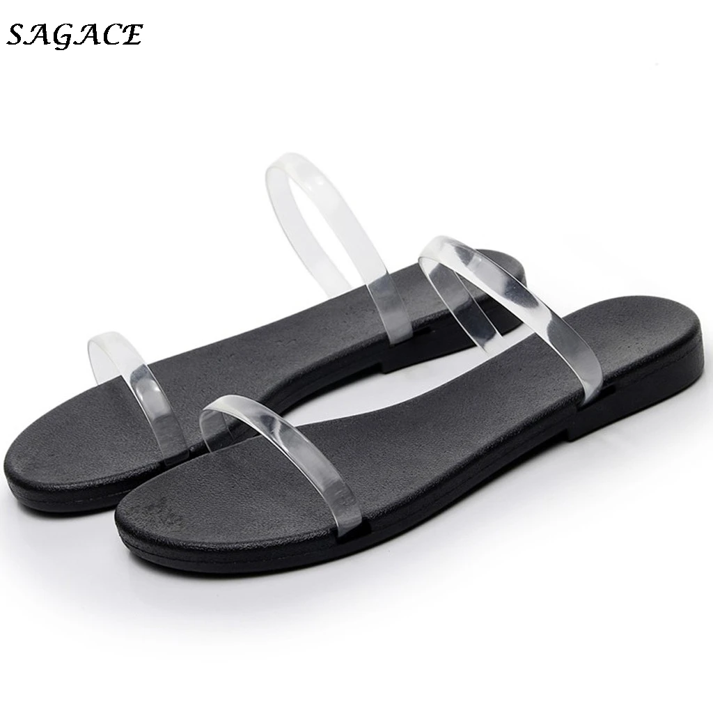 

Summer Open-toe Sandals Women Casual Transparent Flats Shoes Woman Large Size Clear Sandals Roman Beach Shoes Sandalias Mujer #4