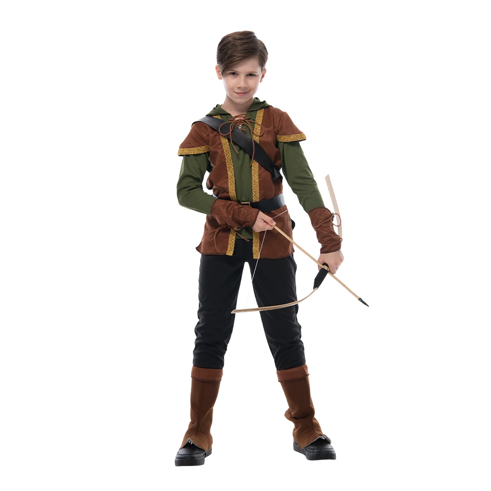 Snailify Kids Archer Costume Boys Hunter Robin Hood Cosplay For Halloween Purim Carnival Party Outfits | Тематическая одежда и