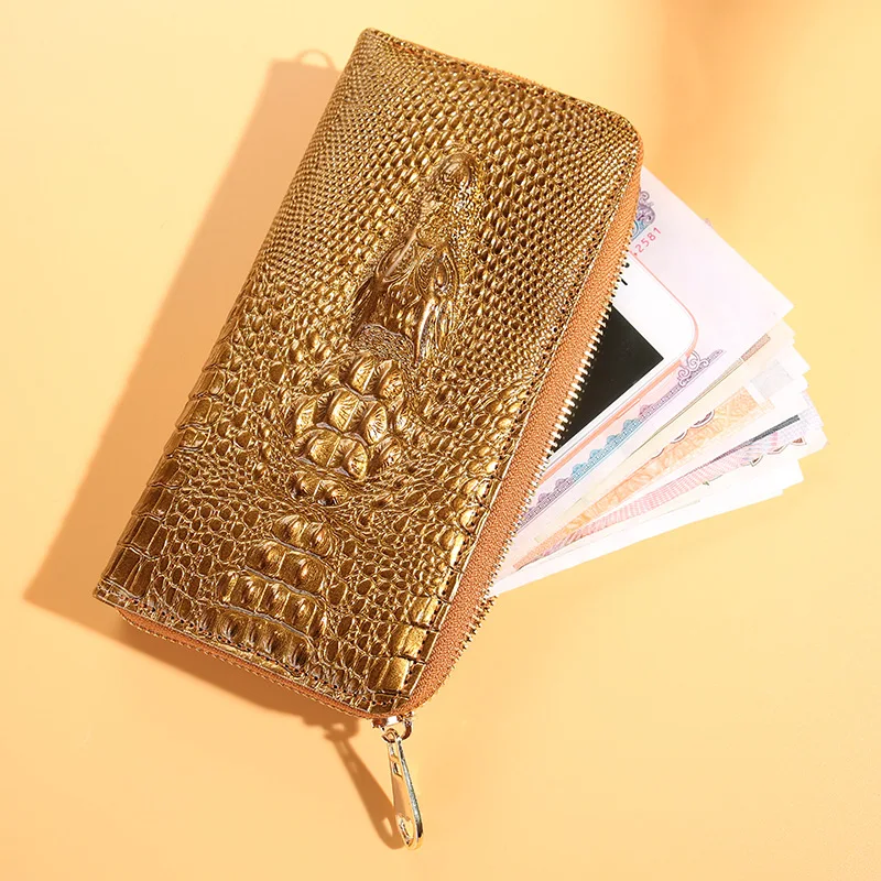 new womens wallet crocodile pattern money bag fashion purse phone bag portfel damski clutch bag card holder cartera mujer free global shipping