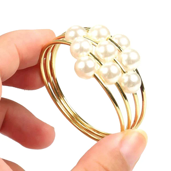 

10Pcs/Lot Napkin Buckle Pearl Wedding Napkin Ring Hotel Home Napkin Holder Table Decorations