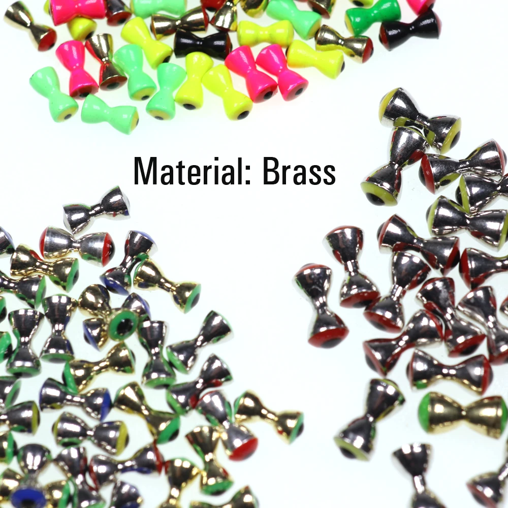 ICERIO 10PCS 3D Realistic Solid Dumbbell Fish Eyes Fly Tying Materials Sunken Brass Barbells Beads Pseudo Eyes