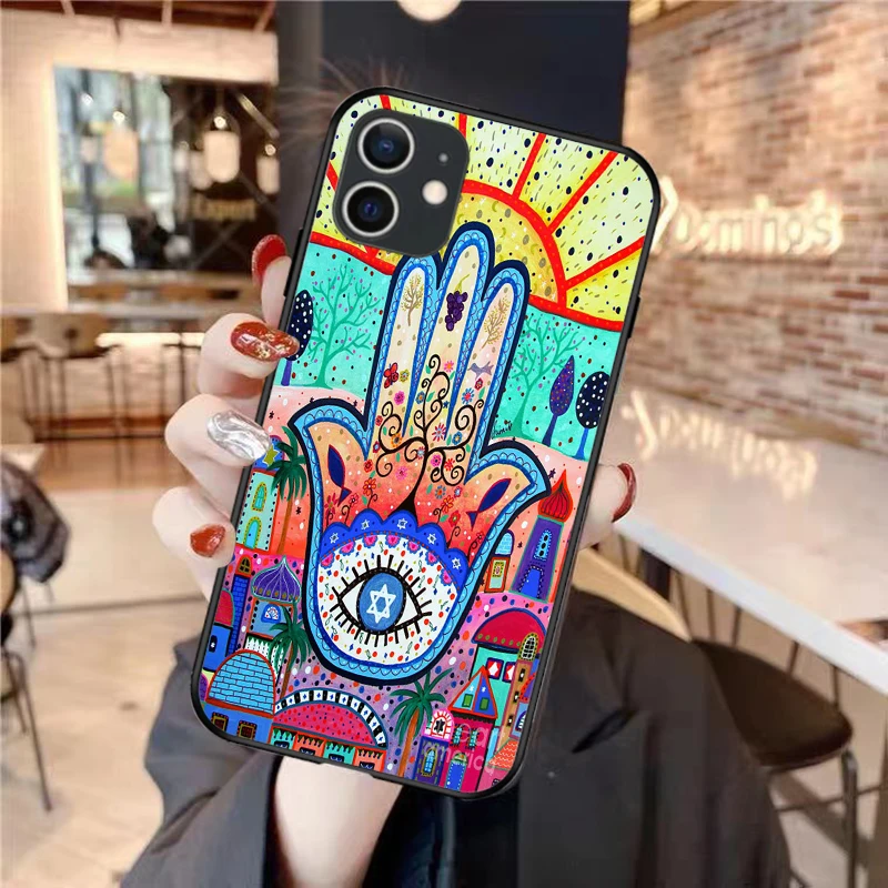 

Art Illustration Blue Evil Eye Phone Cover Case for iPhone 11 12 Pro MAX 6 6S 7 8Plus SE2020 XR XS MAX Black Soft Silicone Shell