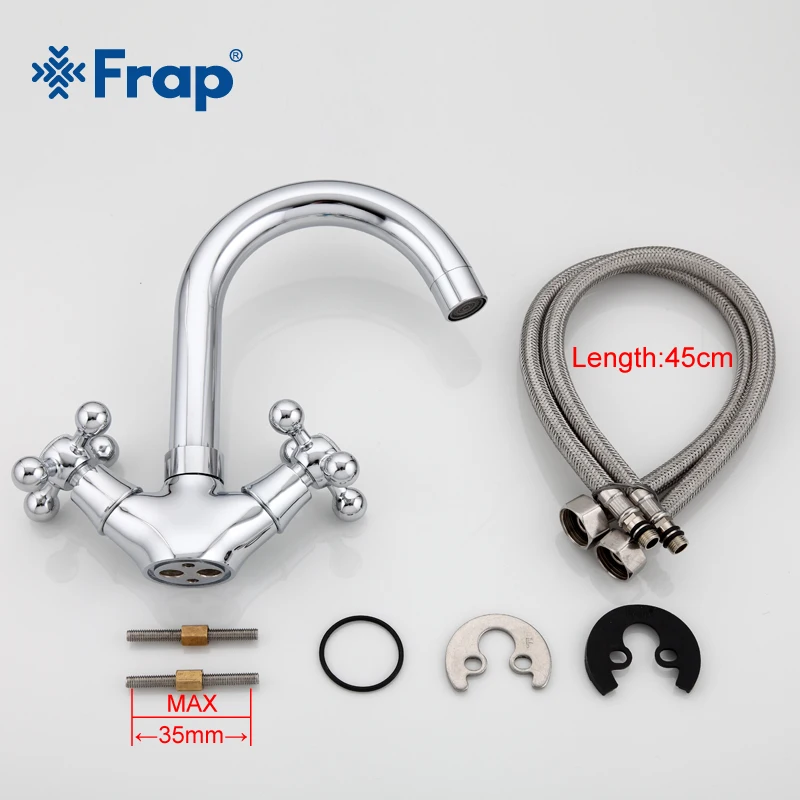 

Silver Bathroom Faucet Dual Handle Vessel Sink Mixer Tap Hot And Cold Separation Switch F1319