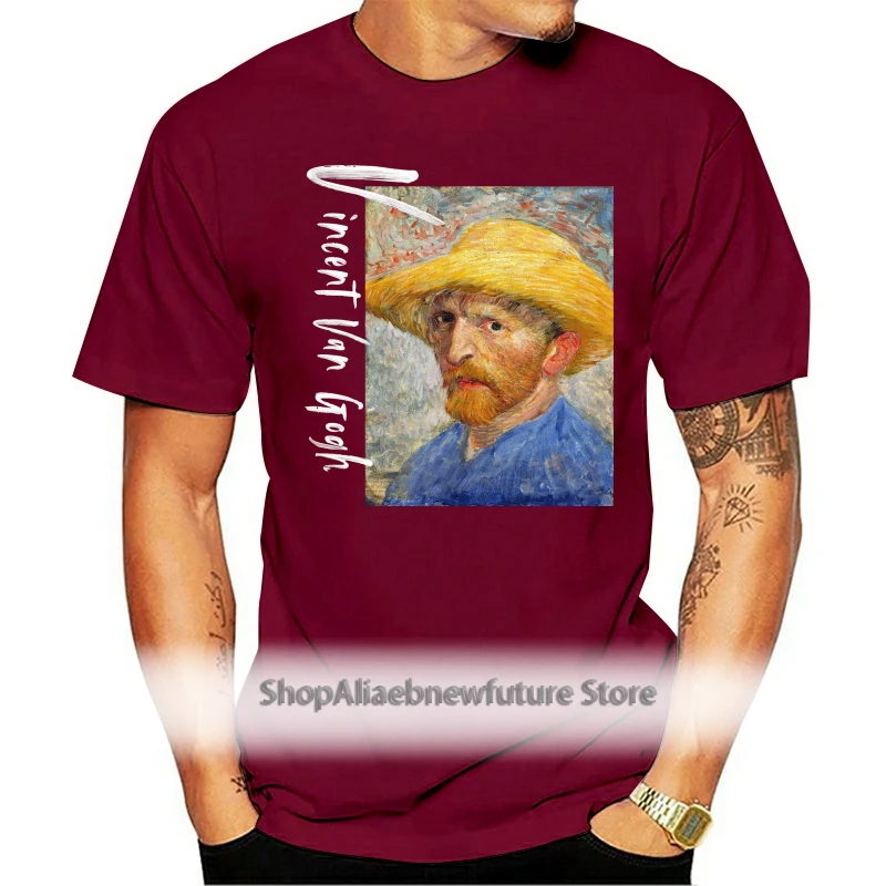 

Mens T-Shirt Vincent Van Gogh Self-Portrait With Straw Hat XS~4X Arteesty 762931474038