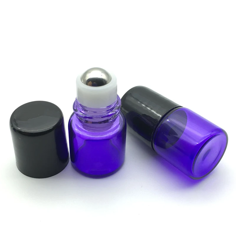 20pcs Mini Purple-Blue Roll on 1ml Glass On Bottles For Essential Oils Refillable Perfume Vial | Красота и здоровье