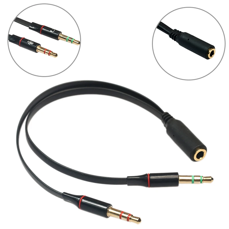 

3.5mm Stereo Earphone Headphone Audio Y Splitter Jack 1 Female To 2 Male With Mic Adapter Cable For Phone Computer MP3 Player
