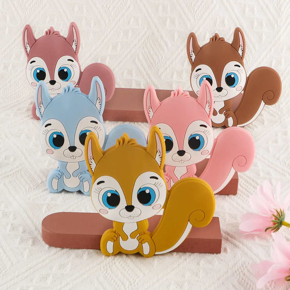 

Sunrony 5Pcs New Squirrel Silicone Teether Food Grade Pendants DIY Pacifier Chain Necklace Accessories Baby Care Molar Toys