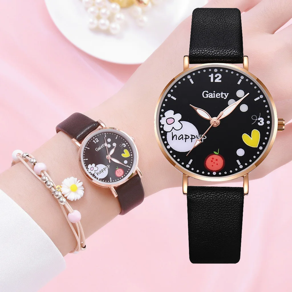 

Mode Frauen Leder Band Uhr Casual Damen Quarz Armbanduhr Elegante Weibliche Armband Mit Uhr Set ClocksReloj Mujer