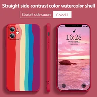 ultra thin cute watercolor liquid silicone phone case for iphone 12 11 pro max se xsmax xr x 8 7 6 plus camera protection cover