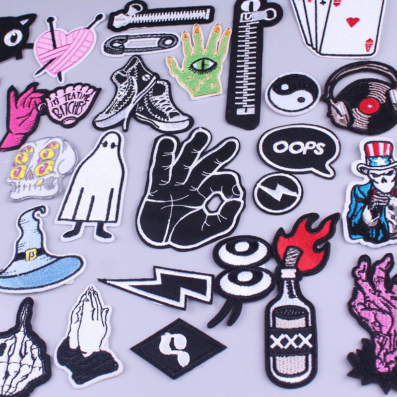 Покер застежка-молния ткань исправить Декор приклеивающиеся утюгом нашивки для