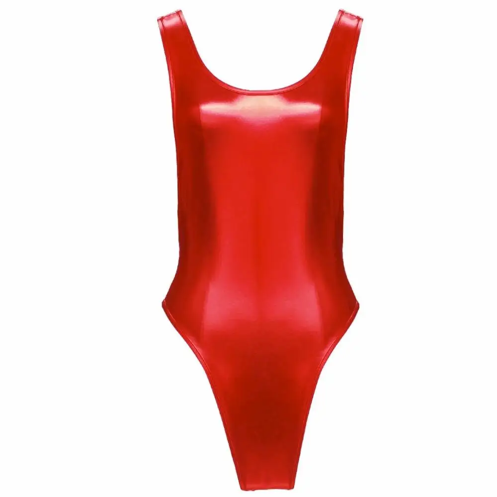 Женский купальник костюм-кошка трико кожаный нижнее белье стринги Блестящий