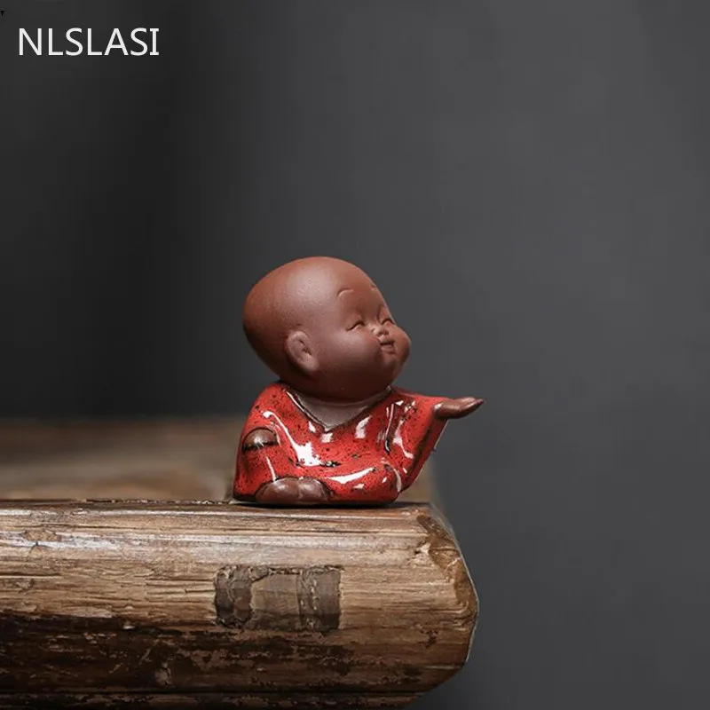 NLSLASI1 шт. фиолетовая глина ручной работы милая статуэтка Будды монаха украшение