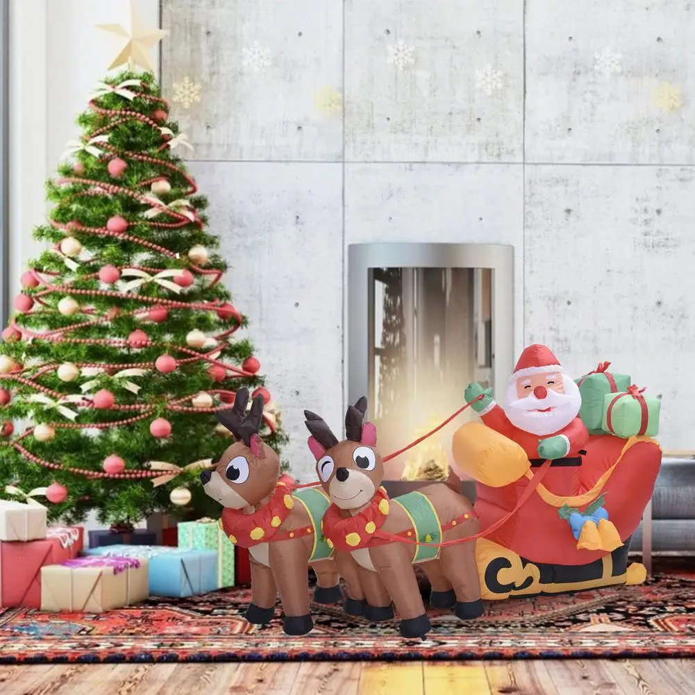 

Christmas Inflatable Santa Reindeer Sleigh Outdoor Decoration LED Lights-Cute And Fun Christmas Yard Lawn Decoration