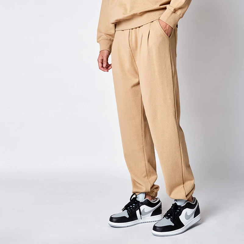 

Мужские тренировочные брюки, повседневные Простые Спортивные брюки цвета хаки из хлопка премиум-класса повышенной прочности 98012 г с завязками, осень 360