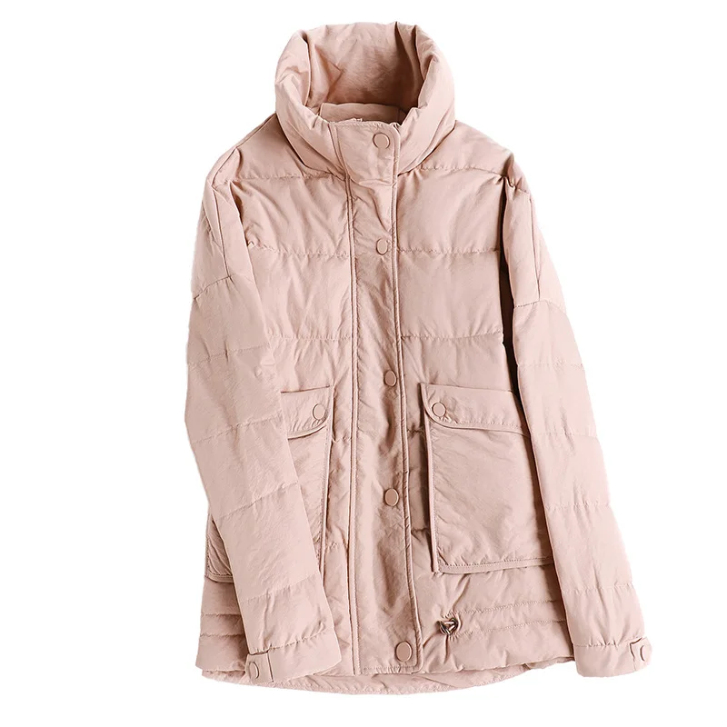 

newest girl winter women temperament thicken fashion jacket warm duck down coat fitting short stand collar female girl black