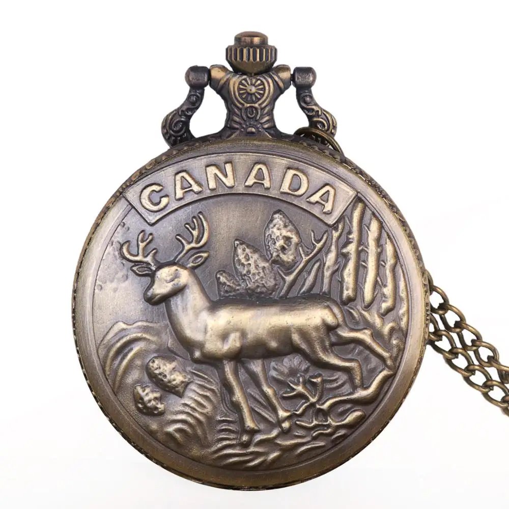 Классические кварцевые карманные часы Rereo в стиле стимпанк с рисунком канадского