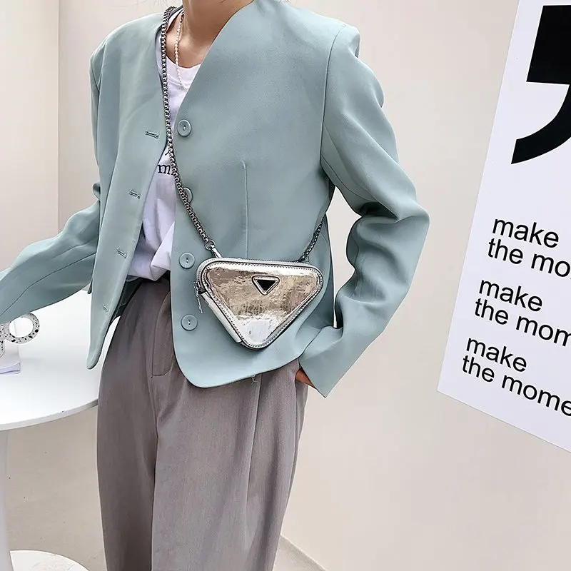 

Retro Simple Shiny Chain Bag Ladies Casual Travel Messenger Bags 2021 Summer Fashion High Quality PU Leather Women Shoulder Bags